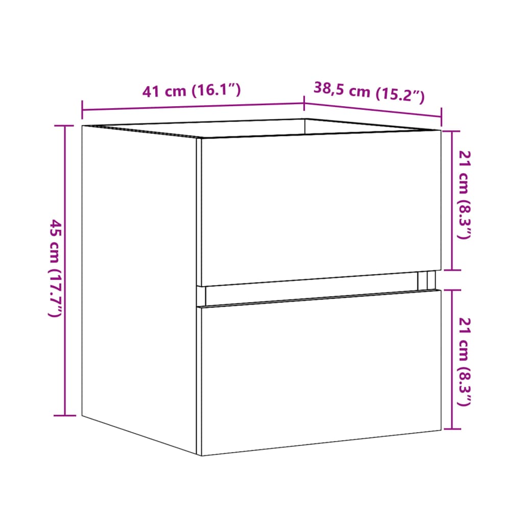 Servantskap sonoma eik 41x38,5x45 cm konstruert tre