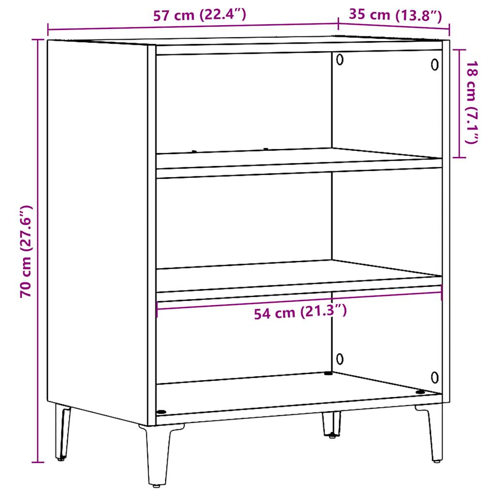 Skjenk gammelt tre 57x35x70 cm konstruert tre