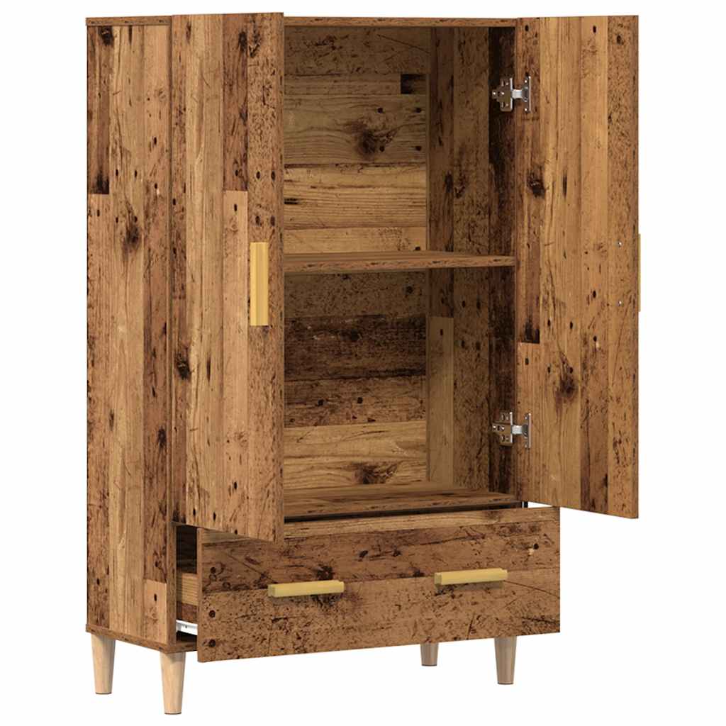 Highboard gammelt tre 70x31x115 cm konstruert tre