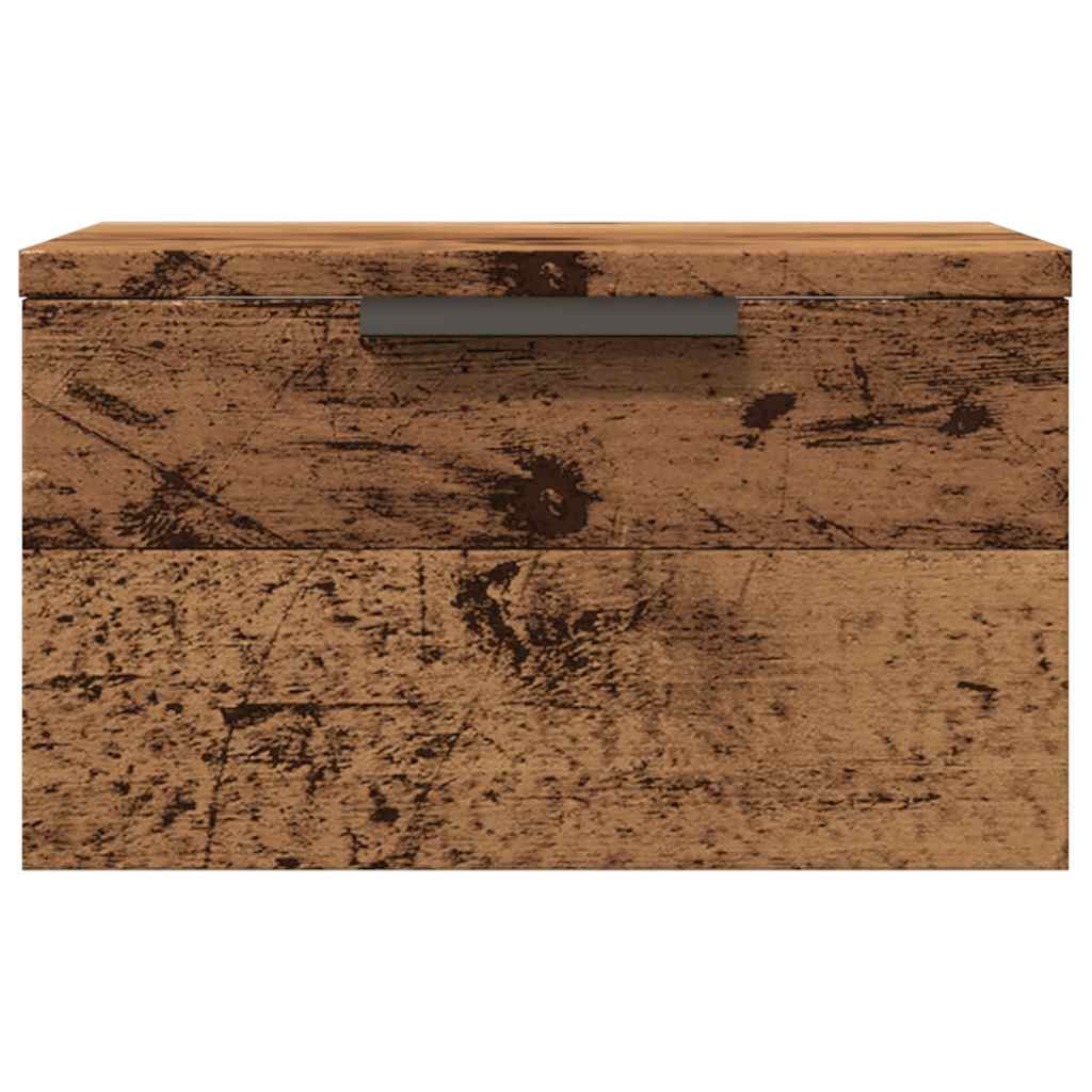 Veggmontert nattbord gammelt tre 34x30x20 cm