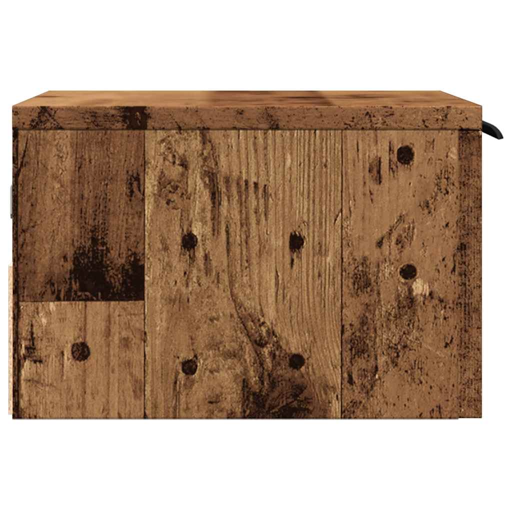 Veggmontert nattbord gammelt tre 34x30x20 cm