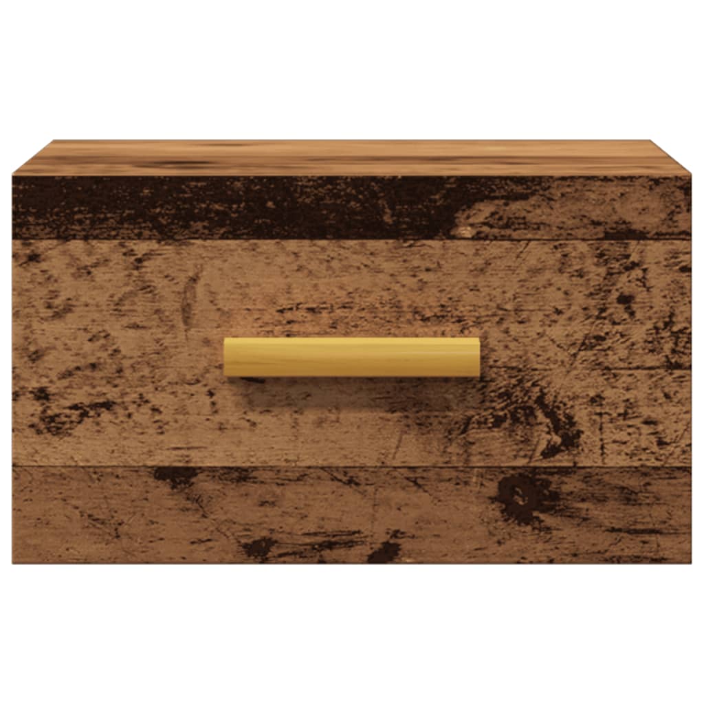 Veggmontert nattbord gammelt tre 35x35x20 cm