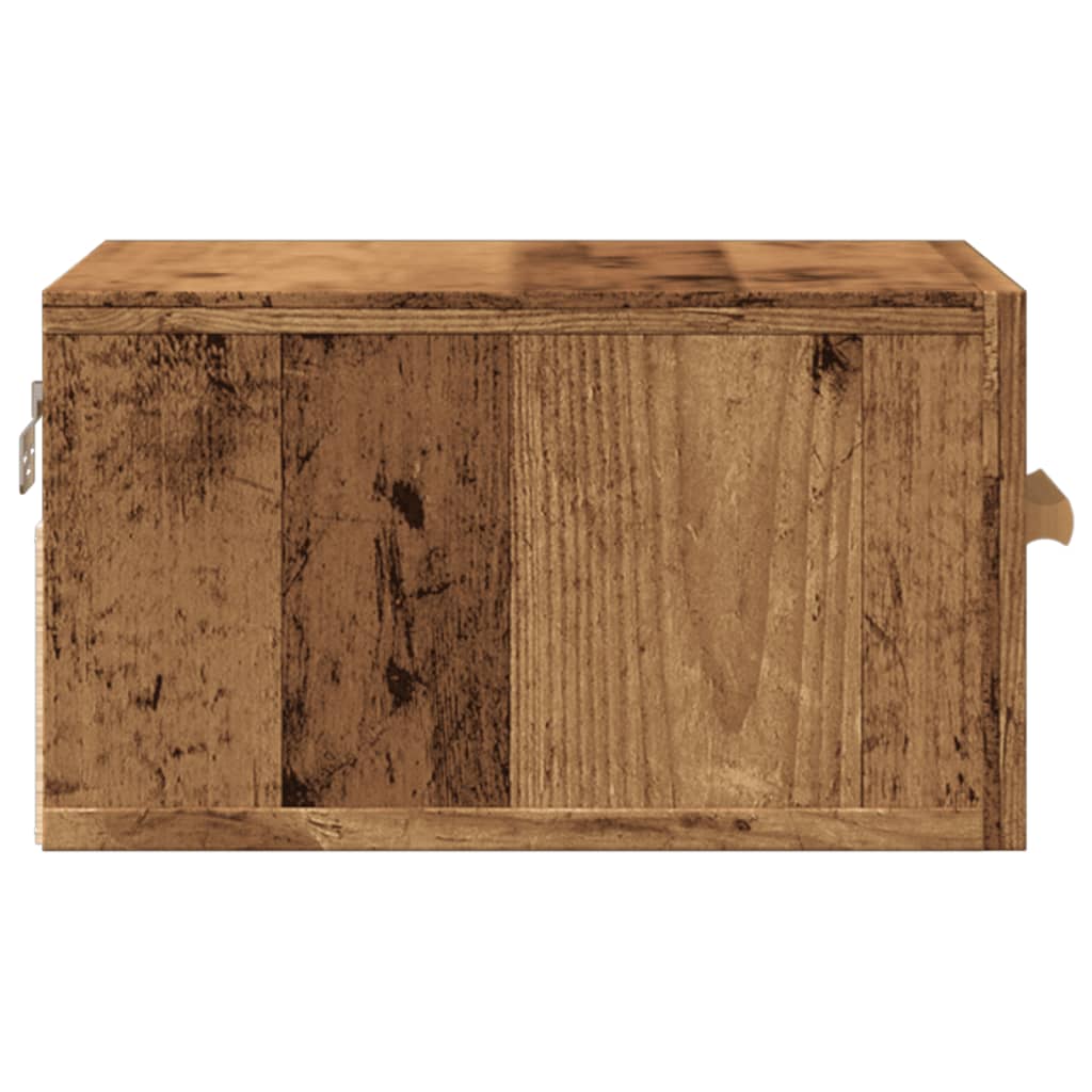 Veggmontert nattbord gammelt tre 35x35x20 cm