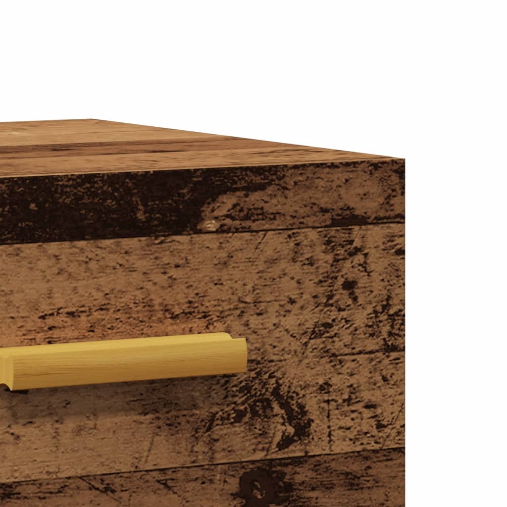 Veggmontert nattbord gammelt tre 35x35x20 cm