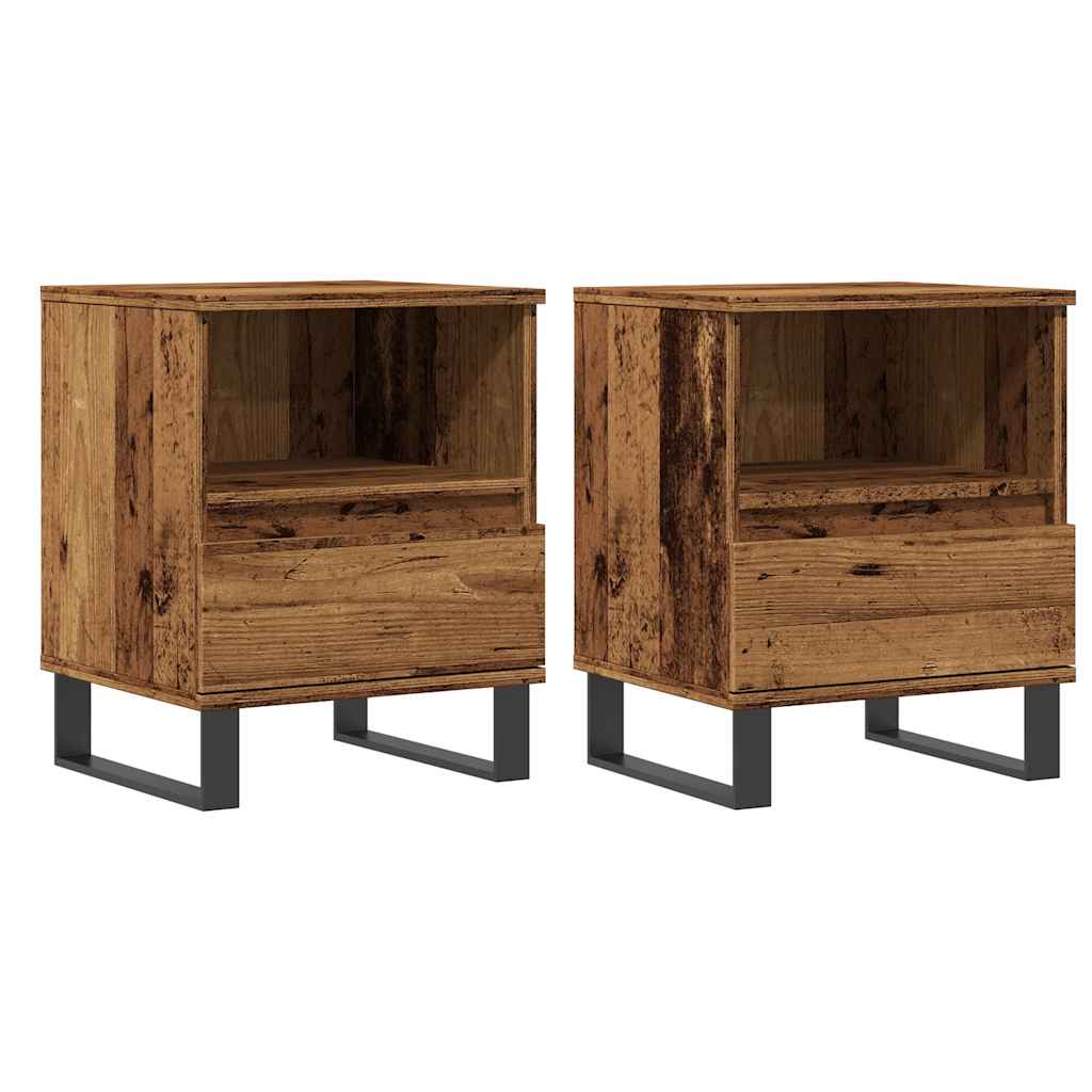 Nattbord 2 stk gammelt tre 40x35x50 cm konstruert tre