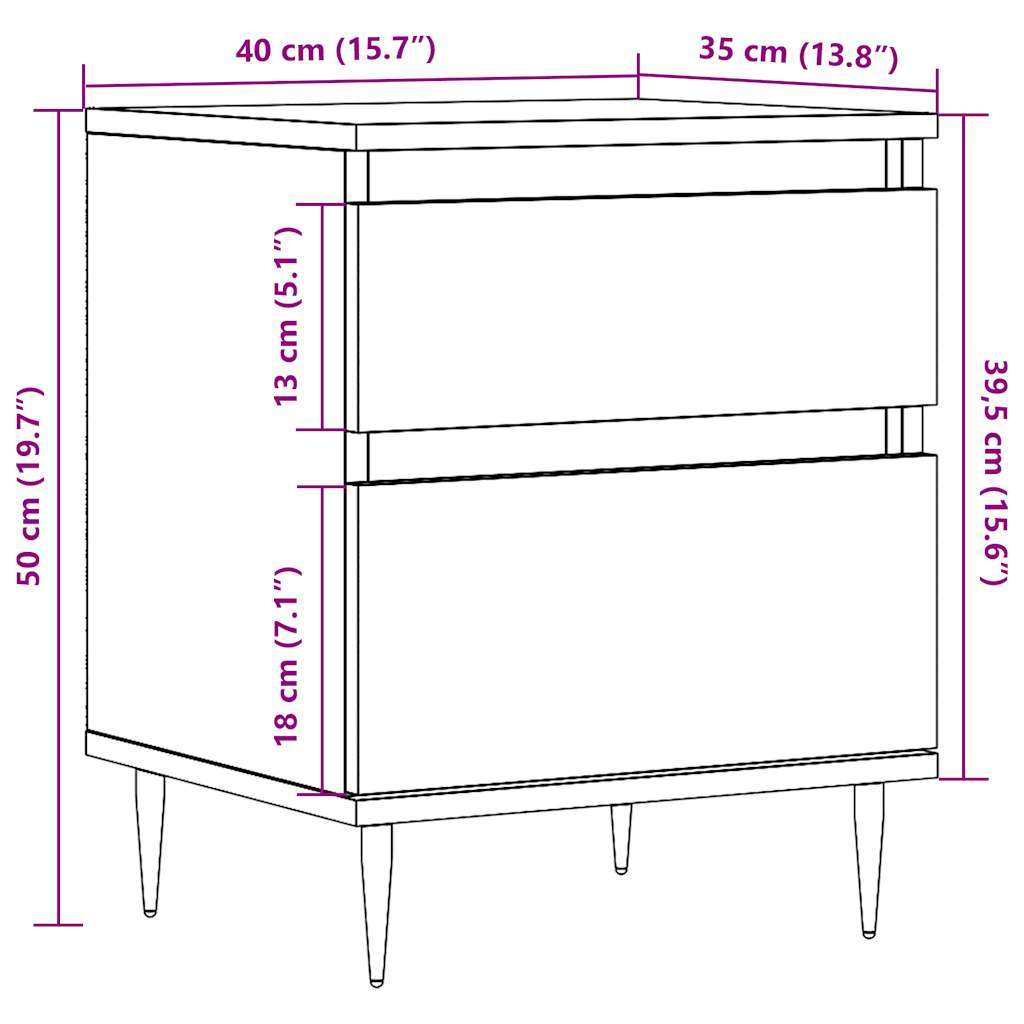 Nattbord gammelt tre 40x35x50 cm konstruert tre