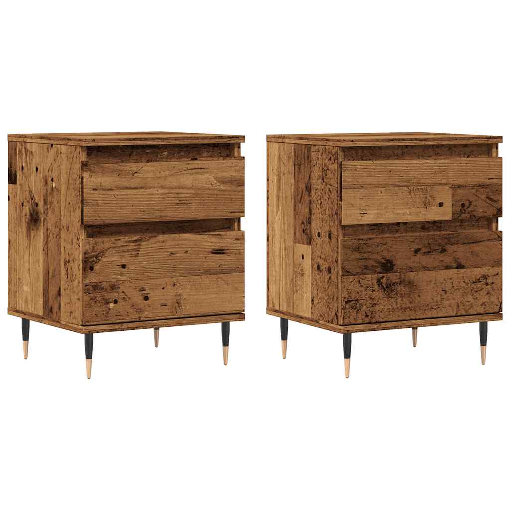 Nattbord 2 stk gammelt tre 40x35x50 cm konstruert tre
