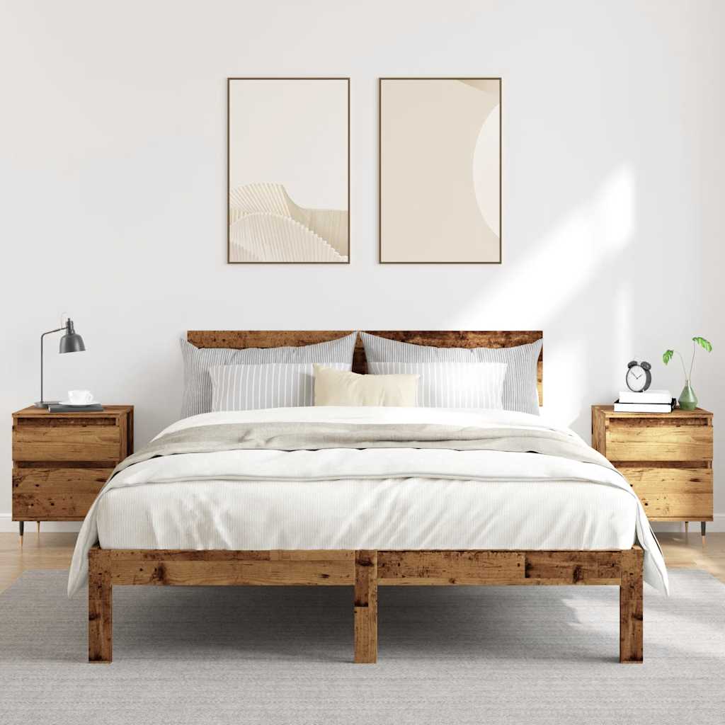 Nattbord 2 stk gammelt tre 40x35x50 cm konstruert tre