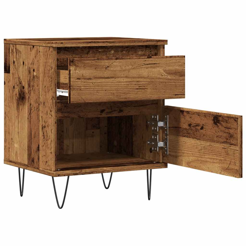Nattbord 2 stk gammelt tre 40x35x50 cm konstruert tre