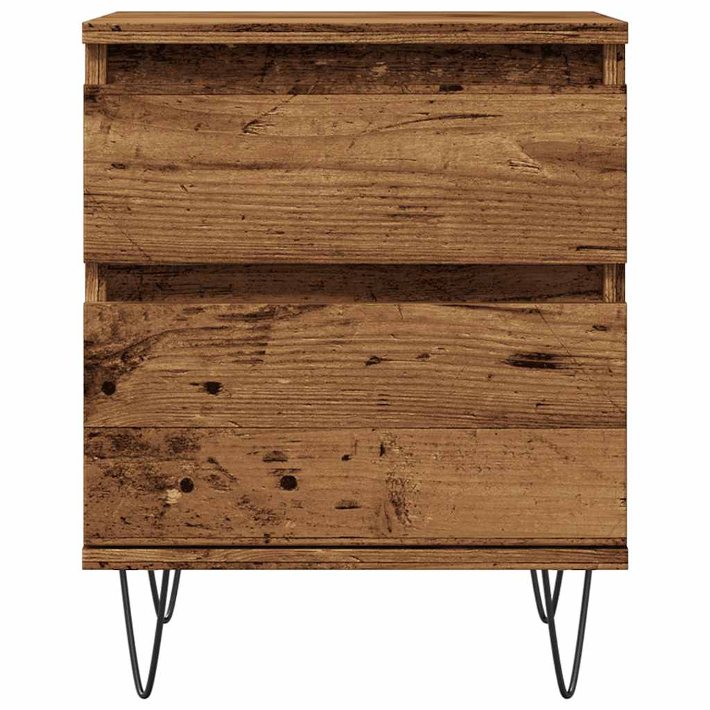 Nattbord 2 stk gammelt tre 40x35x50 cm konstruert tre