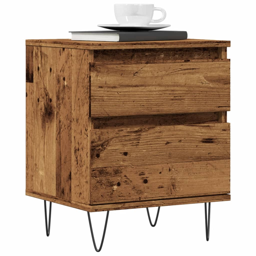 Nattbord 2 stk gammelt tre 40x35x50 cm konstruert tre