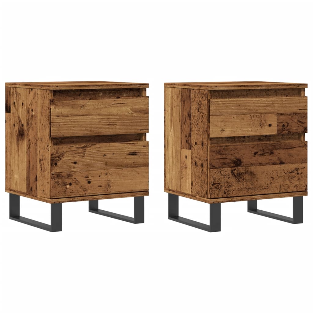 Nattbord 2 stk gammelt tre 40x35x50 cm konstruert tre