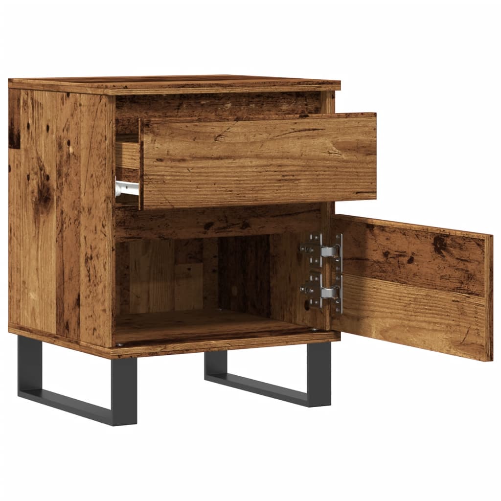 Nattbord 2 stk gammelt tre 40x35x50 cm konstruert tre
