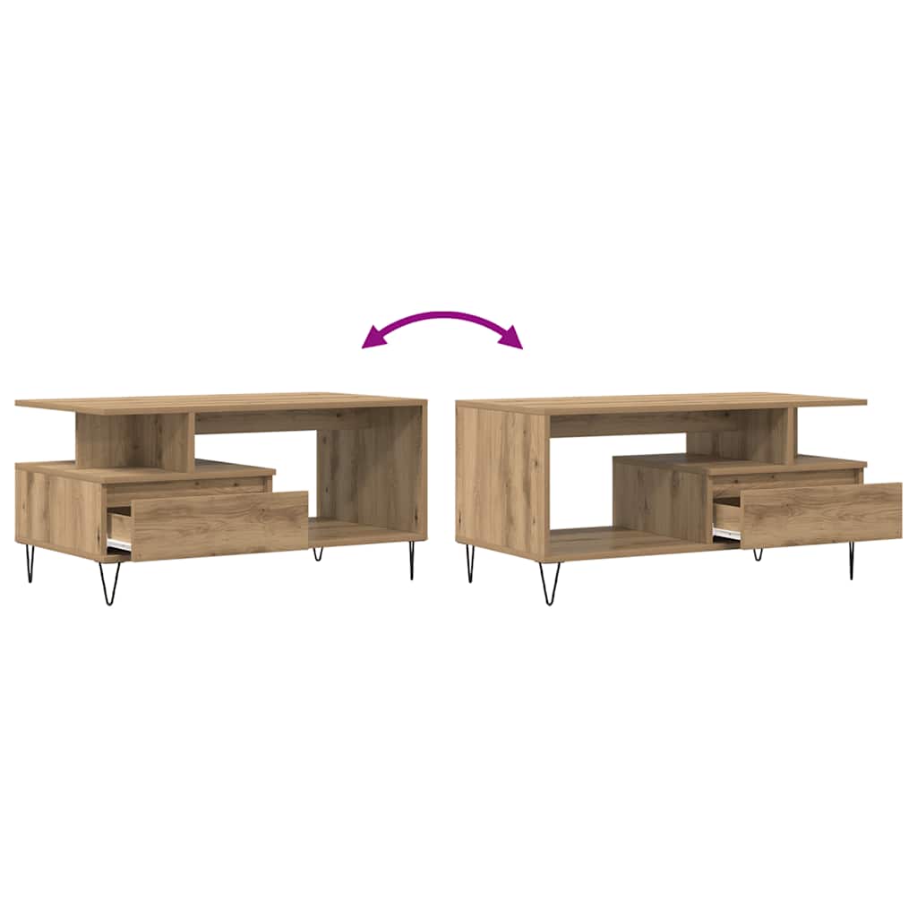 Salongbord artisan eik 90x49x45 cm konstruert tre