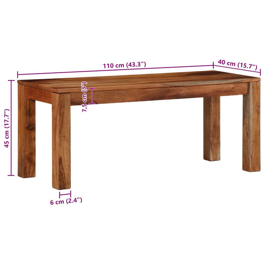 Benk 110 cm heltre akasie