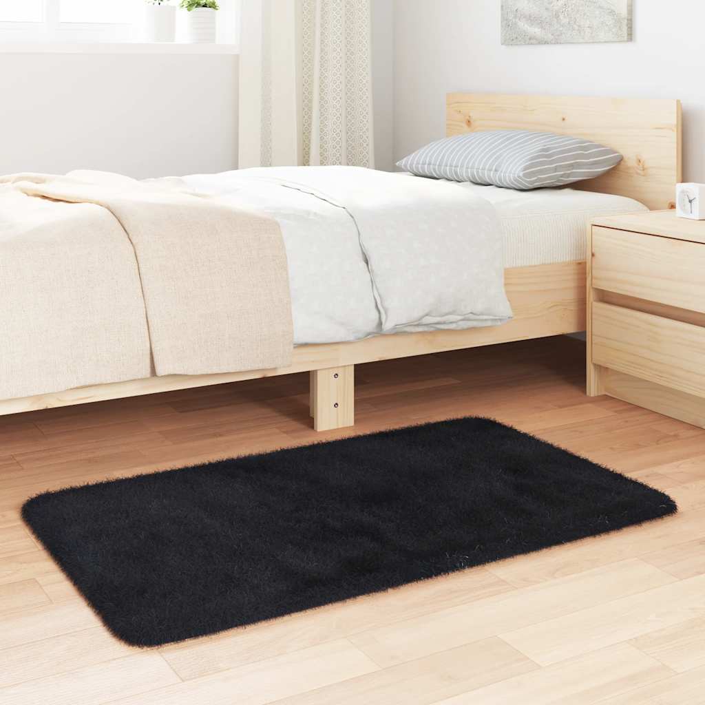 Rugeteppe med høy lugg NAVARRA svart 60x100 cm polyester