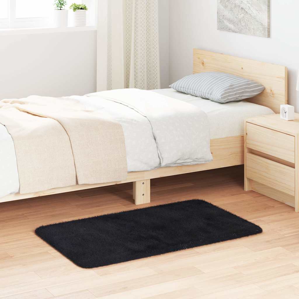 Rugeteppe med høy lugg NAVARRA svart 60x100 cm polyester