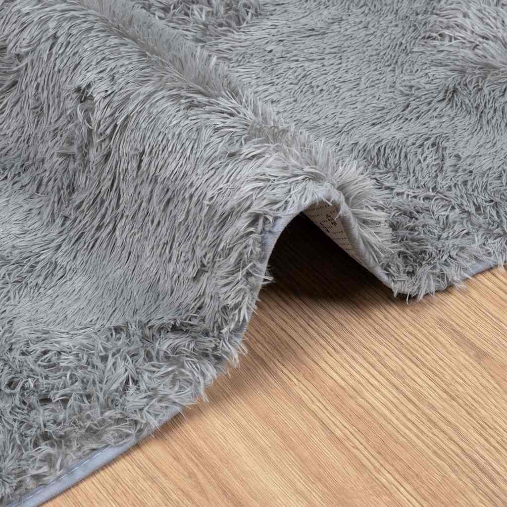 Flossteppe med lang luv NAVARRA sølvgrå 60x100 cm polyester
