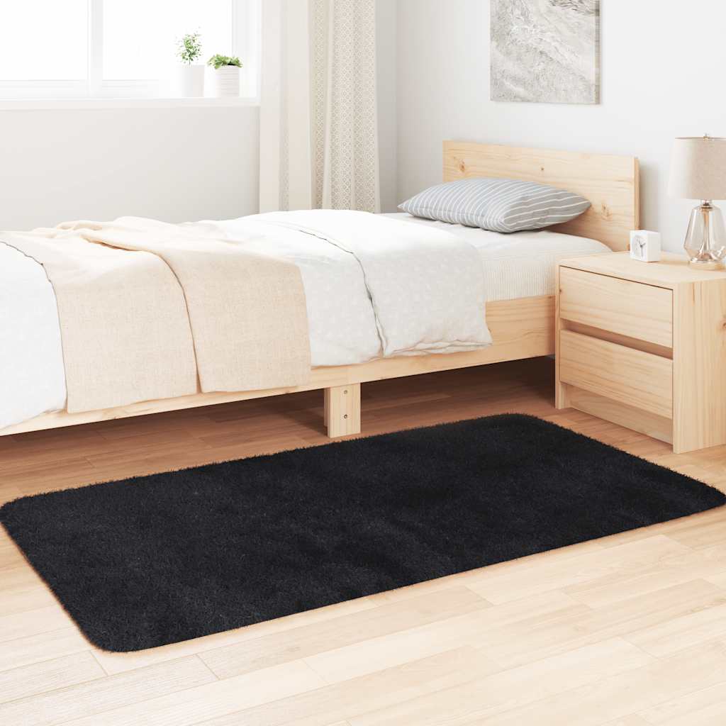 Flossteppe med lang luv NAVARRA svart 80x150 cm polyester vidaXL