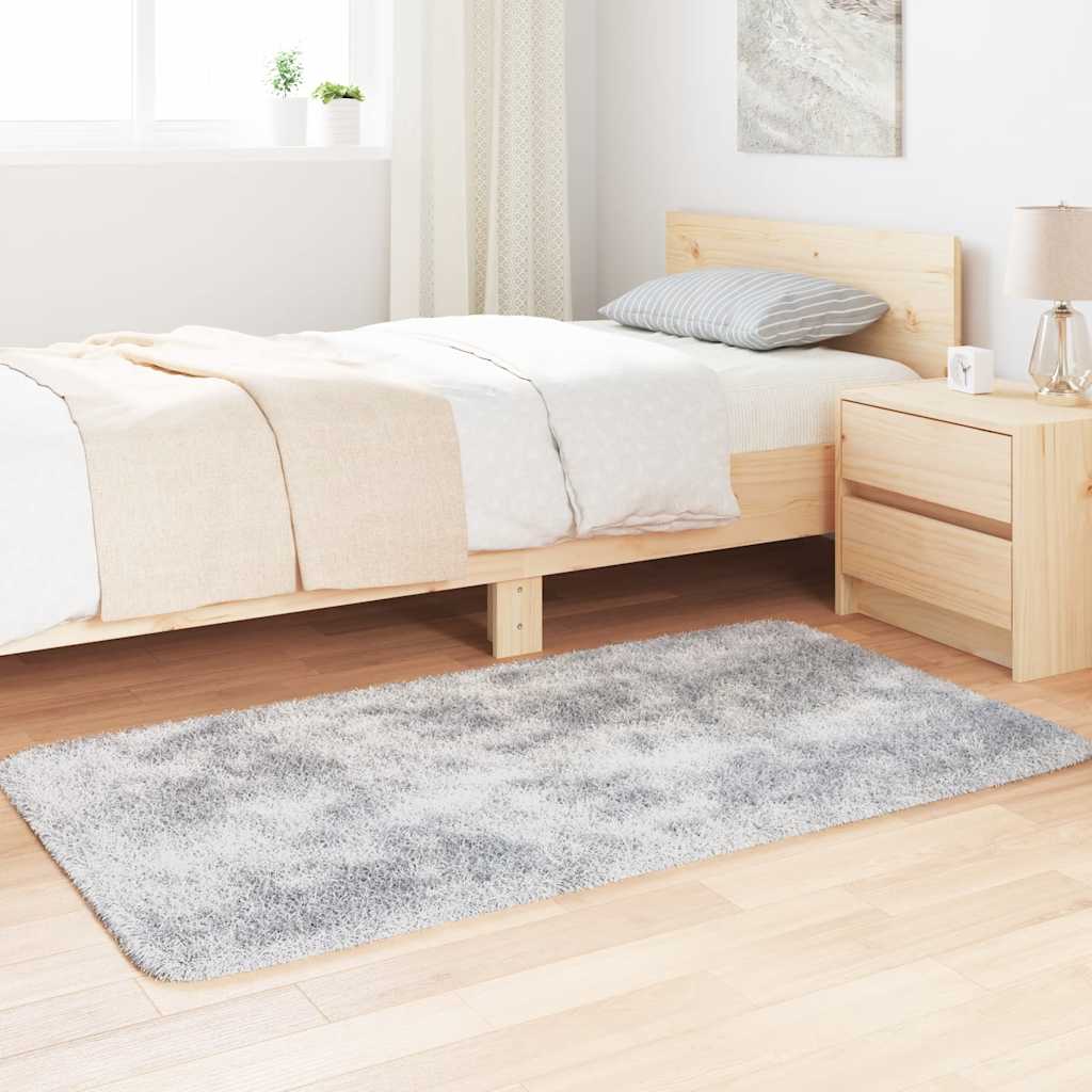 Flossteppe med lang luv NAVARRA sølvgrå 80x150 cm polyester vidaXL