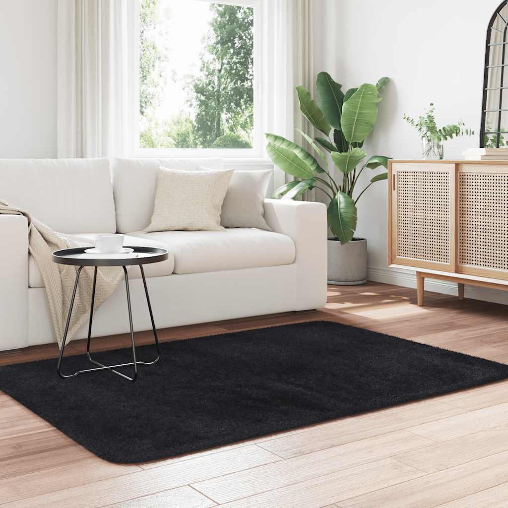 Flossteppe med lang luv NAVARRA svart 120x170 cm polyester