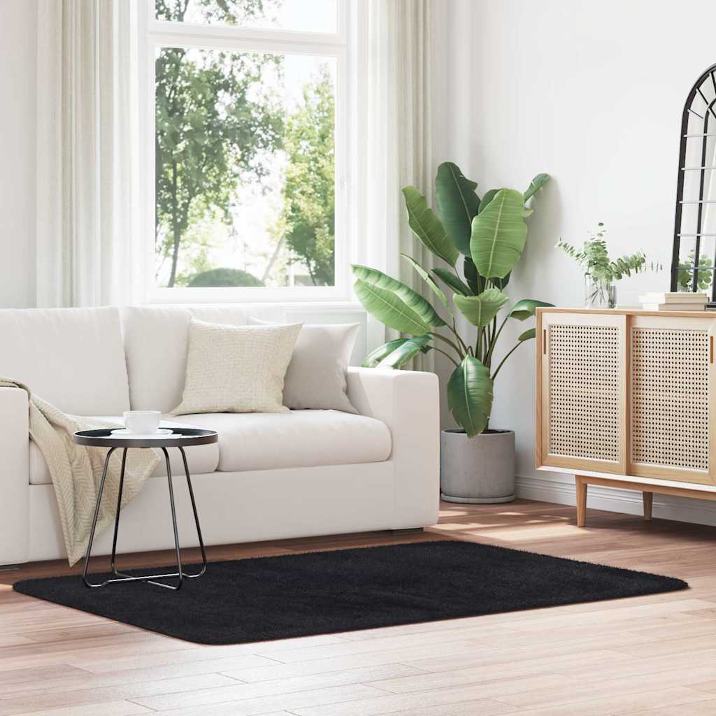 Flossteppe med lang luv NAVARRA svart 120x170 cm polyester