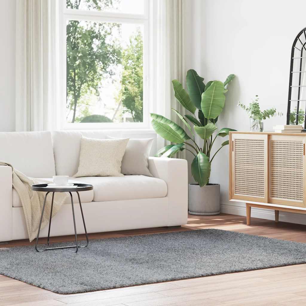 Flossteppe med lang luv NAVARRA sølvgrå 160x230 cm polyester