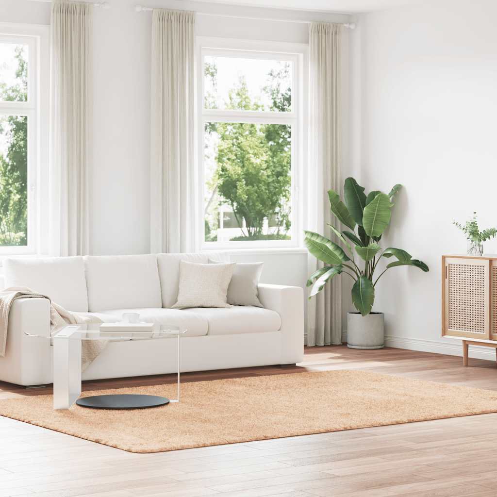 Flossteppe med lang luv NAVARRA beige 200x290 cm polyester vidaXL