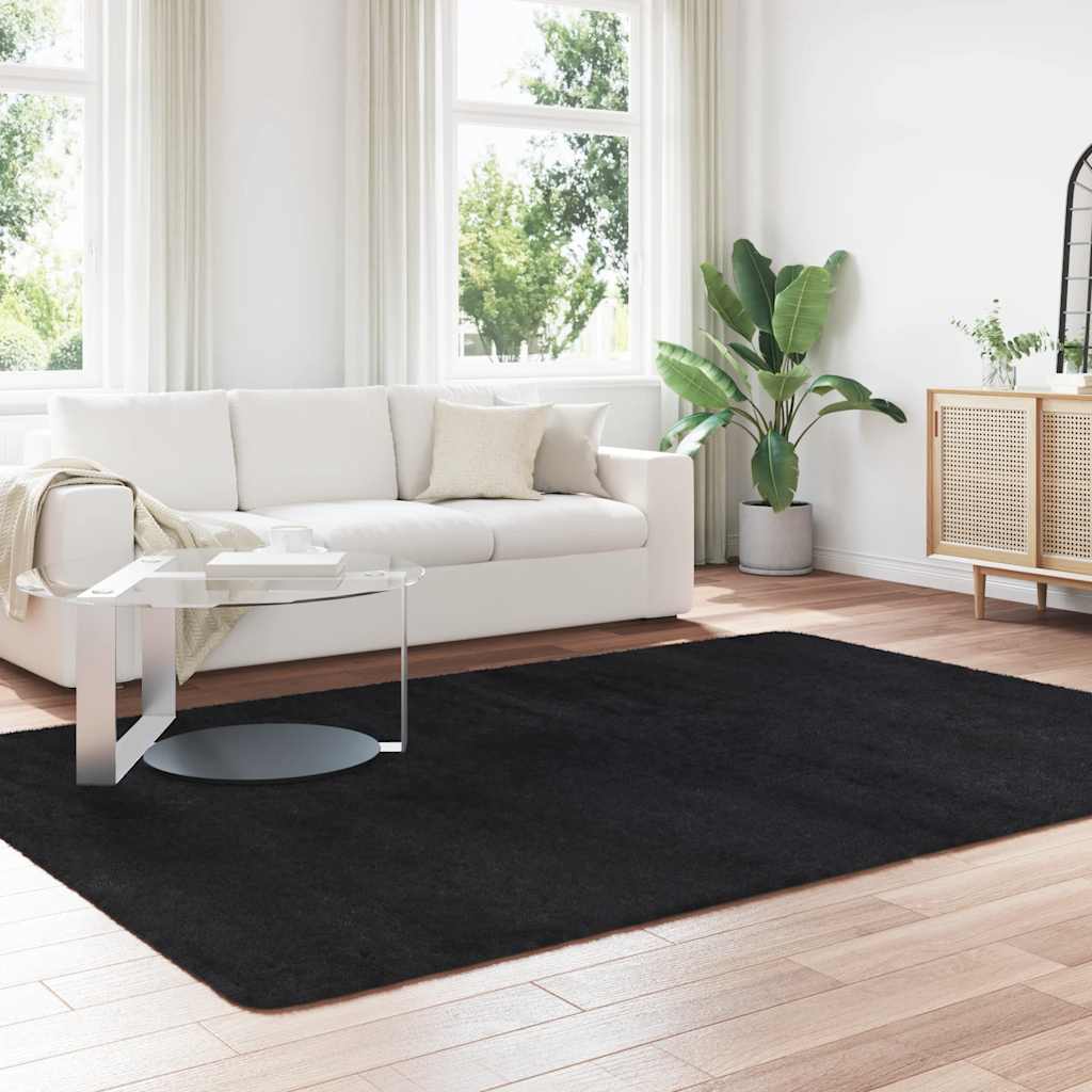 Flossteppe med lang luv NAVARRA svart 200x290 cm polyester