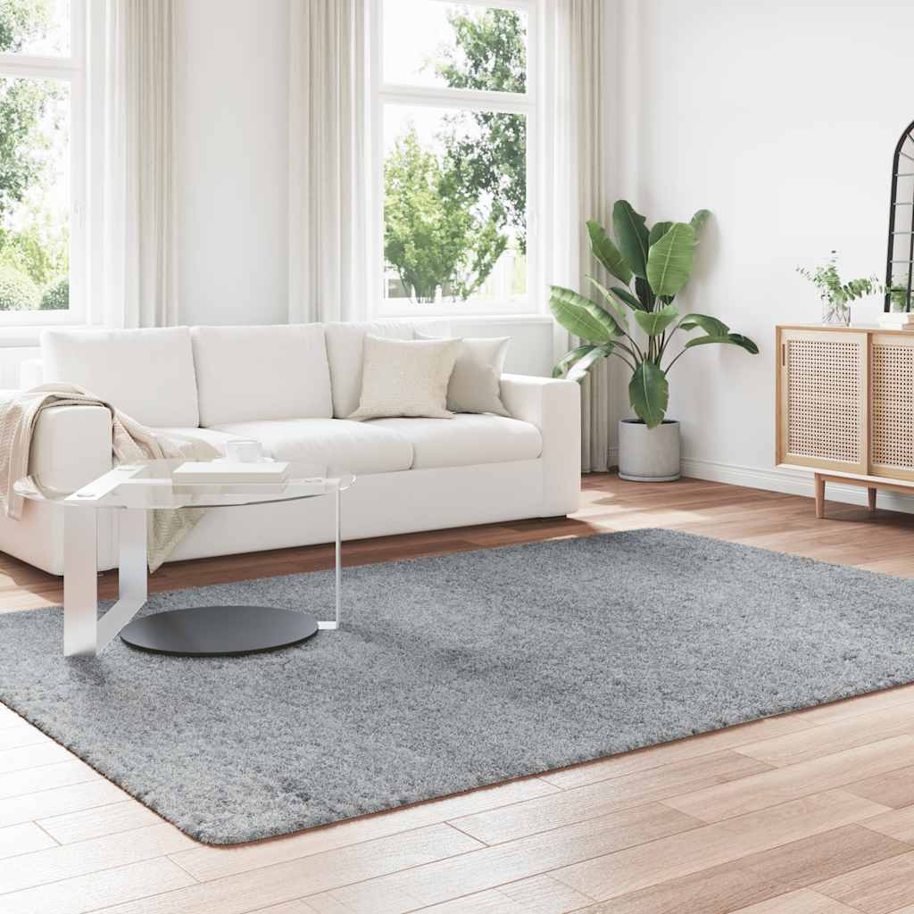 Flossteppe med lang luv NAVARRA sølvgrå 200x290 cm polyester