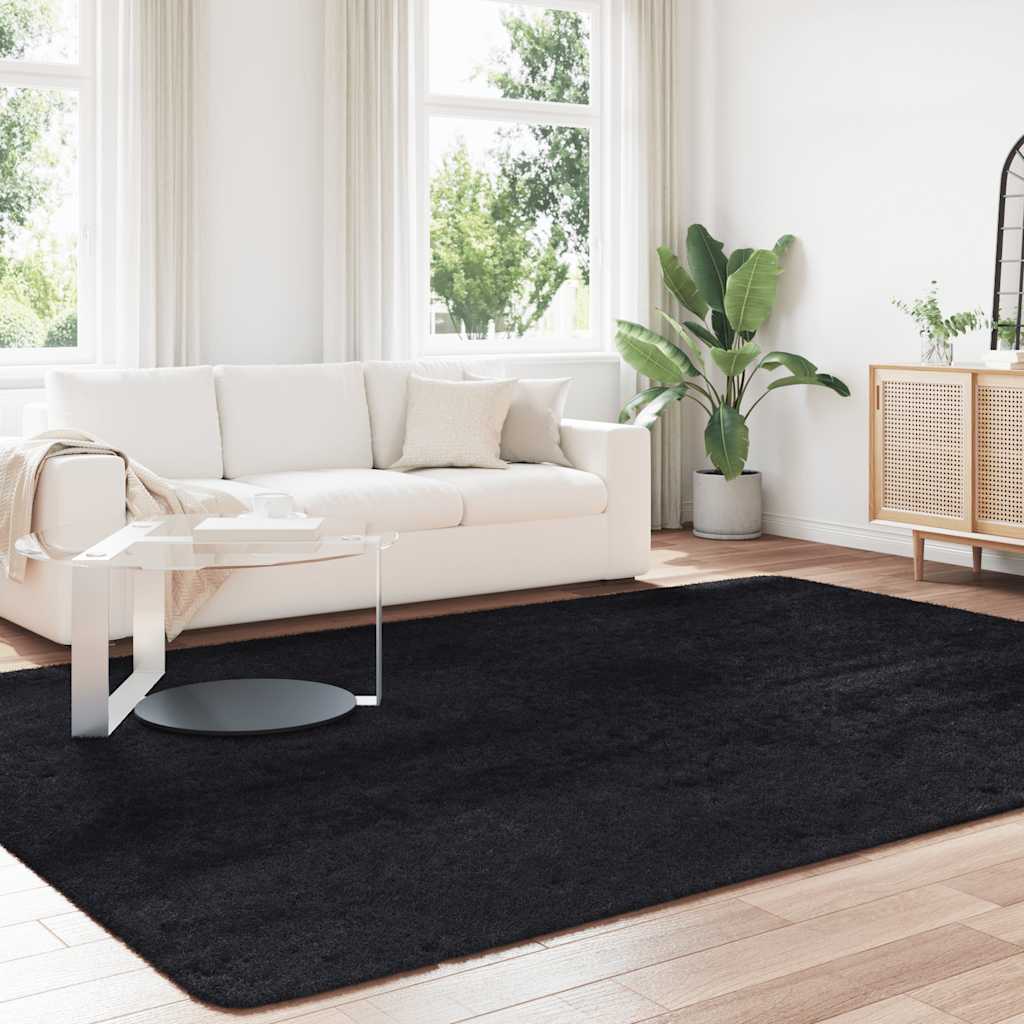 Flossteppe med lang luv NAVARRA svart 240x340 cm polyester