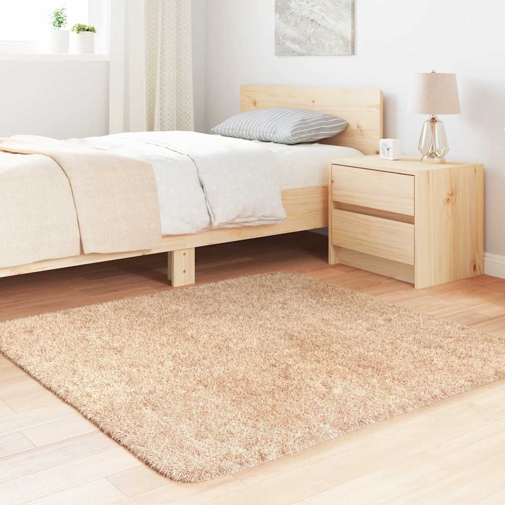 Flossteppe med lang luv NAVARRA beige 120x120 cm polyester vidaXL