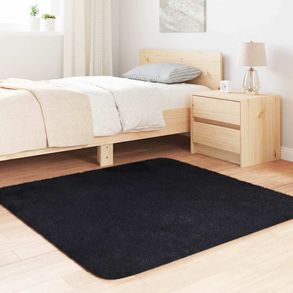 Flossteppe med lang luv NAVARRA svart 120x120 cm polyester vidaXL