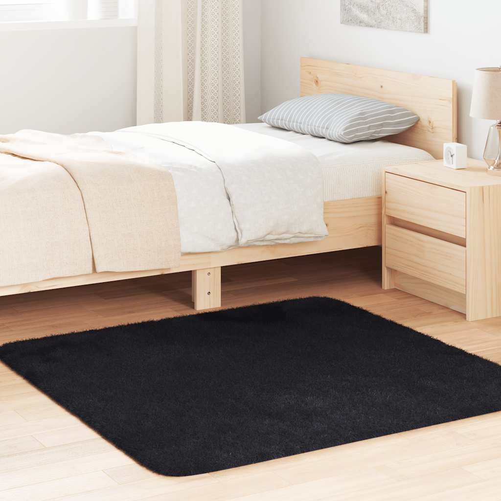 Flossteppe med lang luv NAVARRA svart 120x120 cm polyester vidaXL