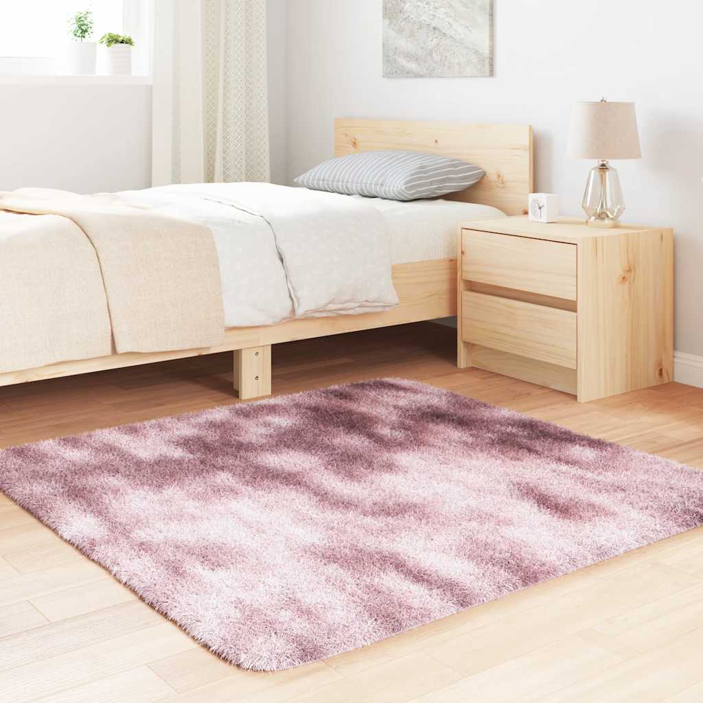 Flossteppe med lang luv NAVARRA støvet rosa 120x120cm polyester