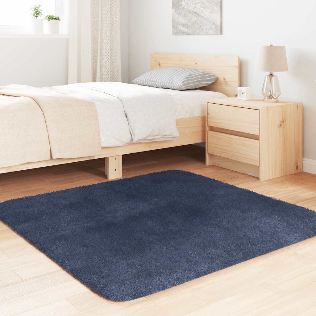 Flossteppe med lang luv NAVARRA marine 120x120 cm polyester