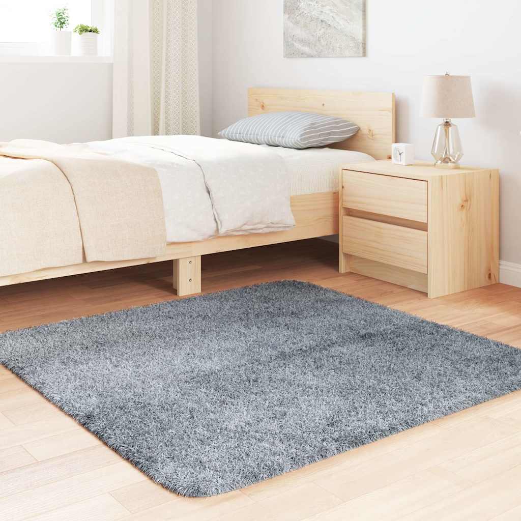 Flossteppe med lang luv NAVARRA sølvgrå 120x120 cm polyester