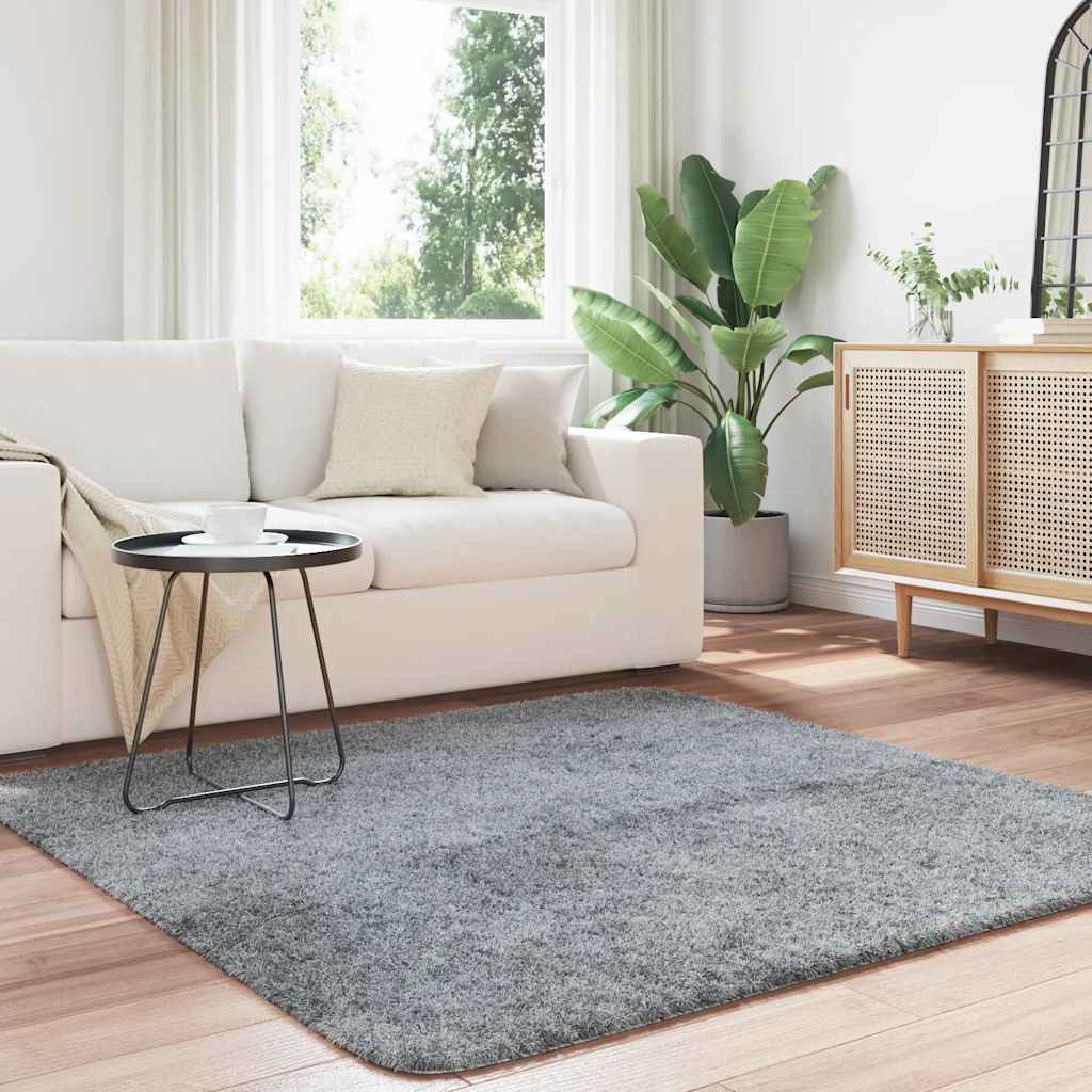 Flossteppe med lang luv NAVARRA lysegrå 160x160 cm polyester
