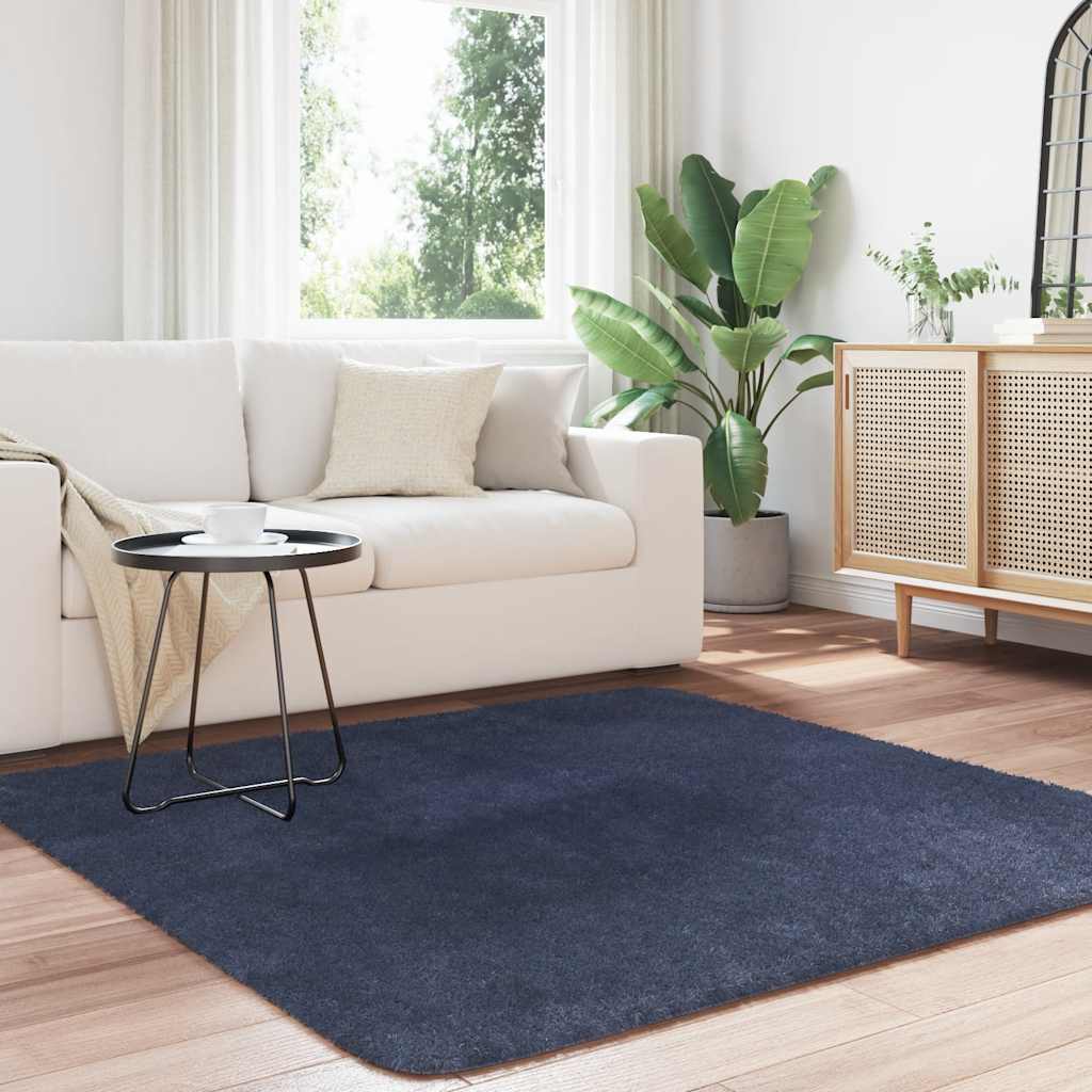 Flossteppe med lang luv NAVARRA marine 160x160 cm polyester