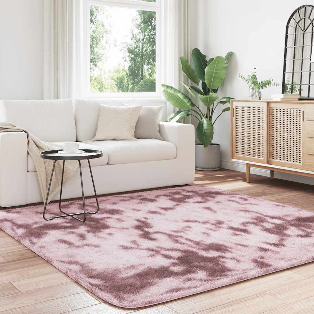 Flossteppe med lang luv NAVARRA støvet rosa 200x200cm polyester