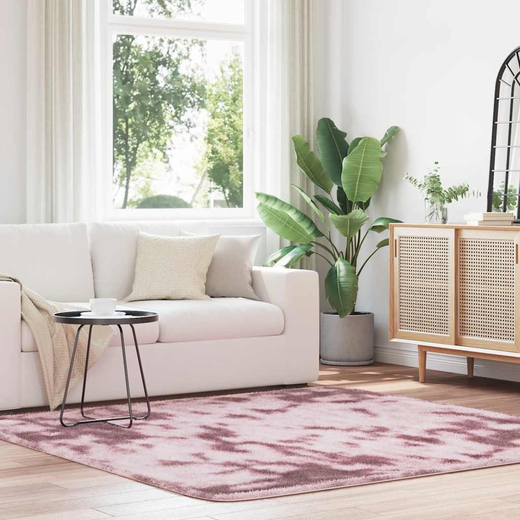Flossteppe med lang luv NAVARRA støvet rosa 200x200cm polyester