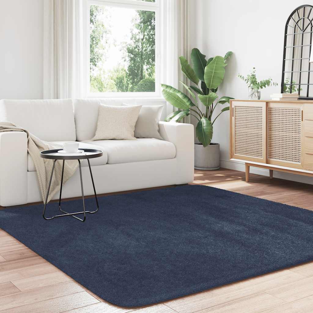 Flossteppe med lang luv NAVARRA marine 200x200 cm polyester