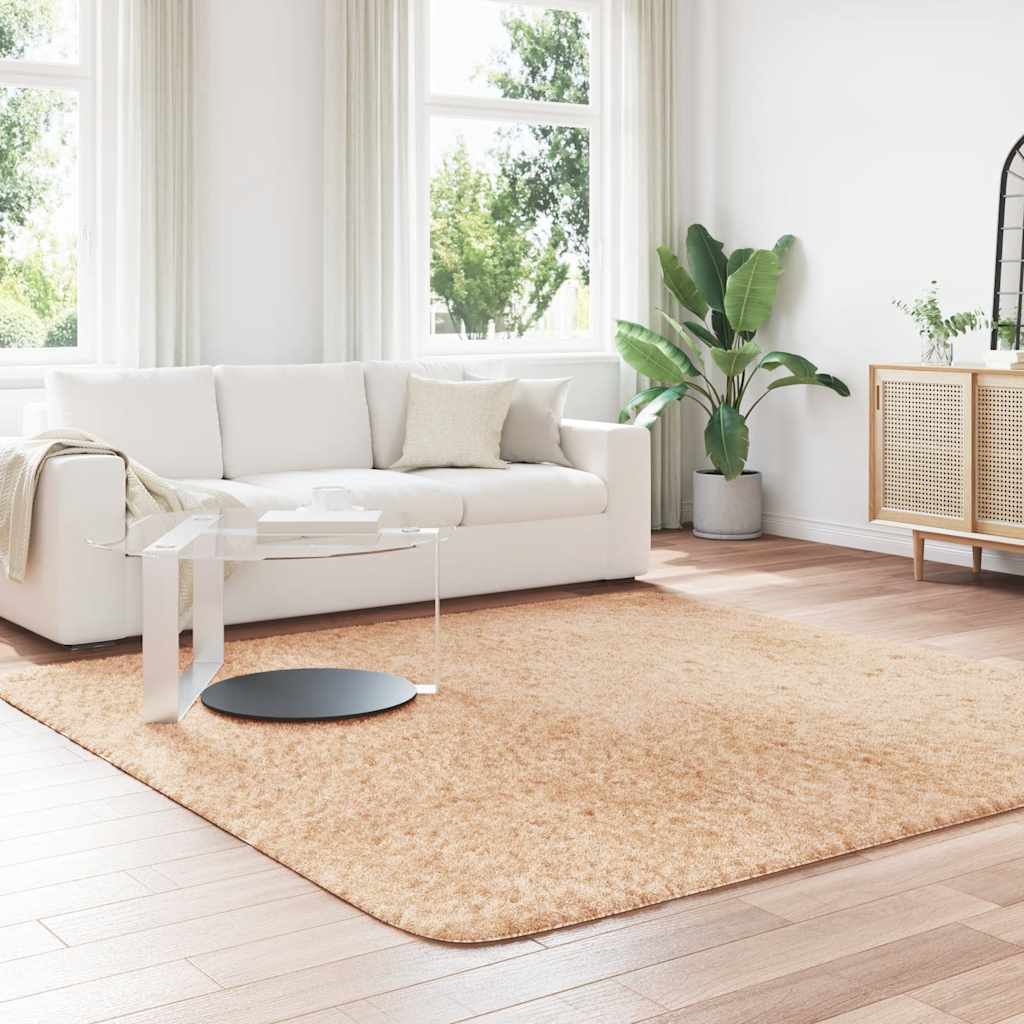 Flossteppe med lang luv NAVARRA beige 240x240 cm polyester vidaXL