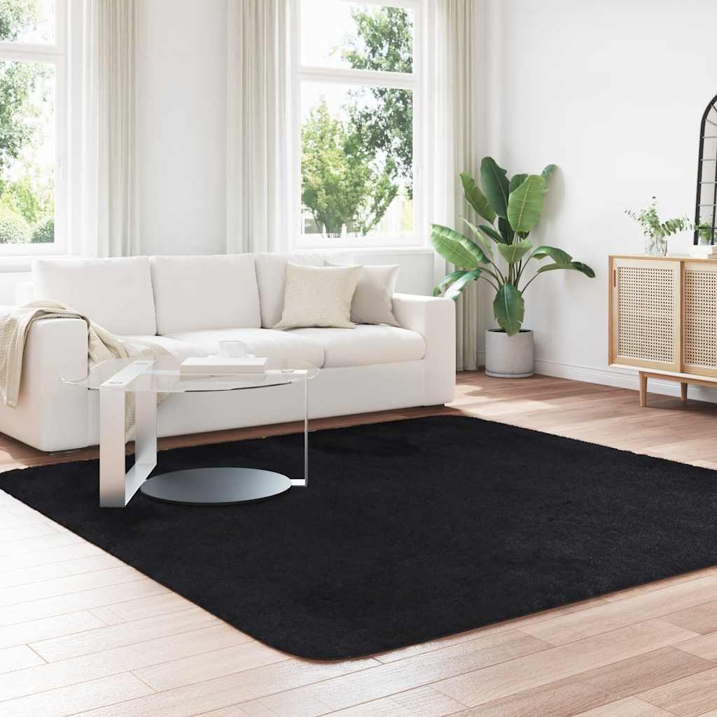 Flossteppe med lang luv NAVARRA svart 240x240 cm polyester