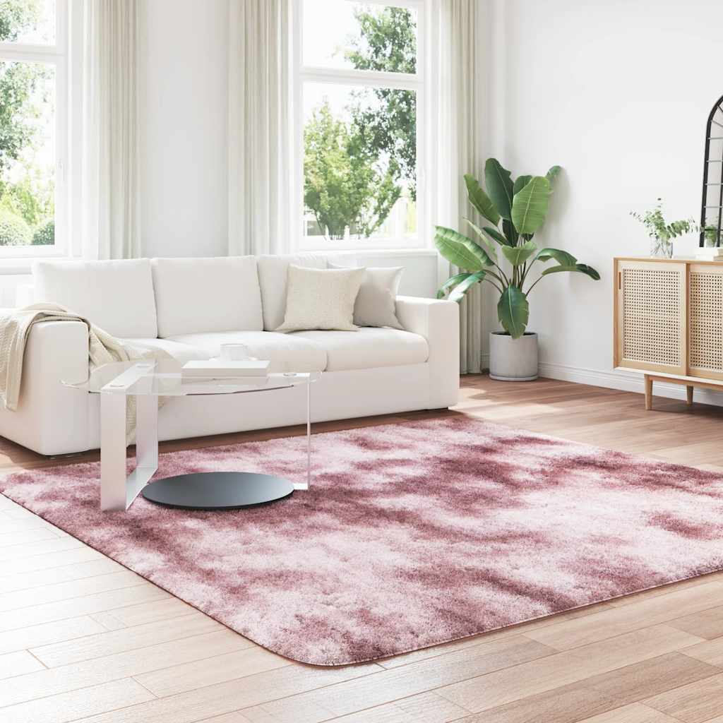 Flossteppe med lang luv NAVARRA støvet rosa 240x240cm polyester