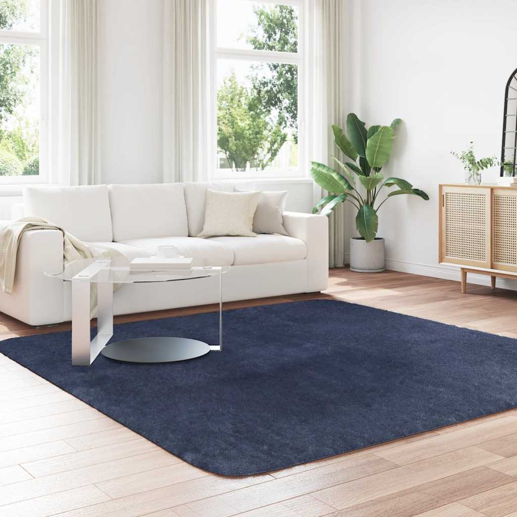 Flossteppe med lang luv NAVARRA marine 240x240 cm polyester