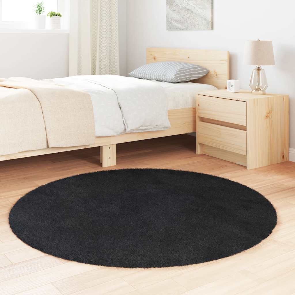Flossteppe med lang luv NAVARRA svart 120x120 cm polyester