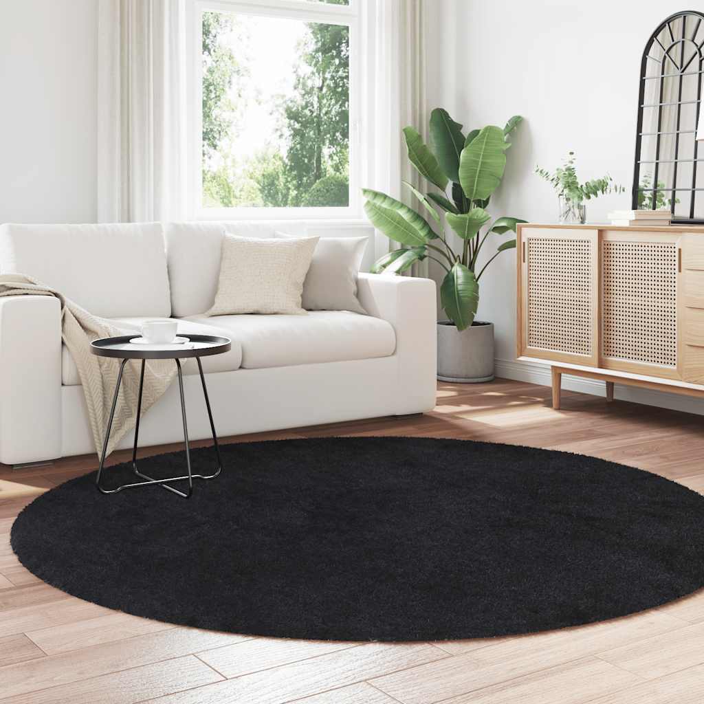 Flossteppe med lang luv NAVARRA svart 200x200 cm polyester
