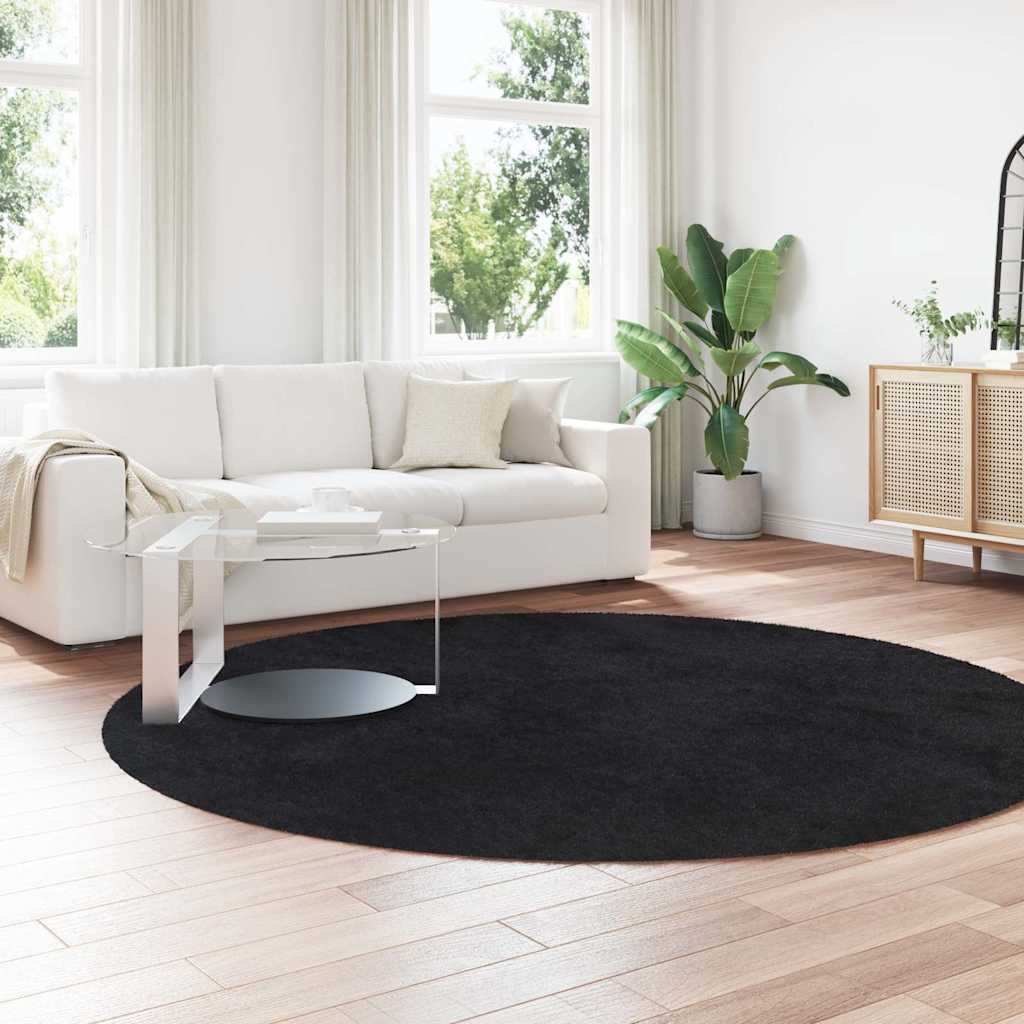 Flossteppe med lang luv NAVARRA svart 240x240 cm polyester