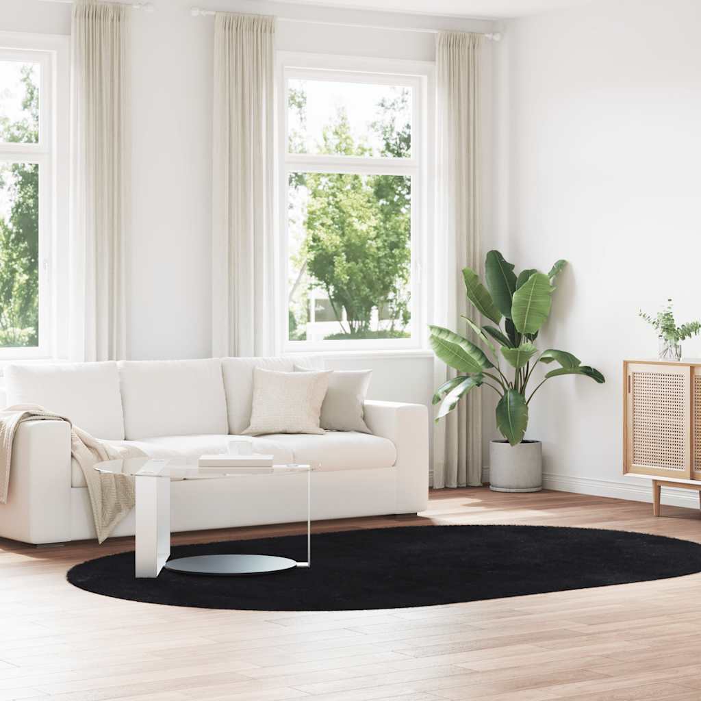 Flossteppe med lang luv NAVARRA svart 300x200 cm polyester vidaXL